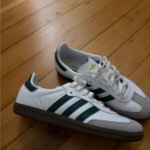 Adidas White and Green Sambas